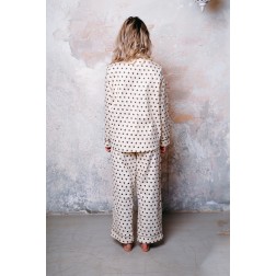 Фланелевая пижама цвет кремовый с принтом
